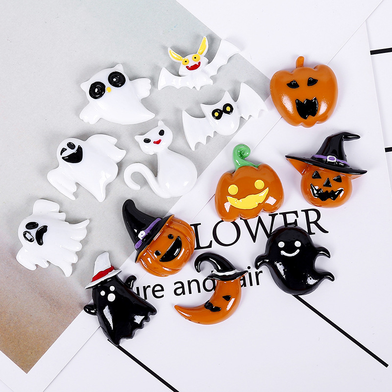 Phone Accessories Europe - 10PcsฮาโลวีนMiniatureฟักทองGhost Space Flatbackเรซิ่นCabochonsสำหรับโบว์Center Scrapbookingโทรศัพท์Diyอุปกรณ์เสริม