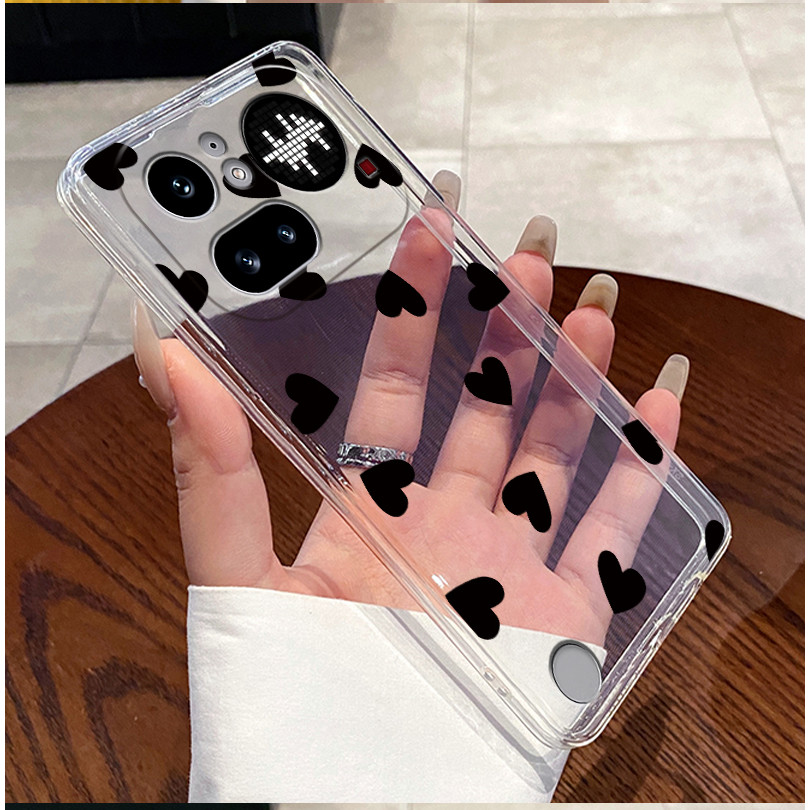 Phone Accessories Nothing - เคสโทรศัพท์ลายรักสีดำสุดหรูสำหรับโทรศัพท์ Nothing (4a) Pro แฟชั่นป้องกันรอยขีดข่วนคู่รักเคส TPU