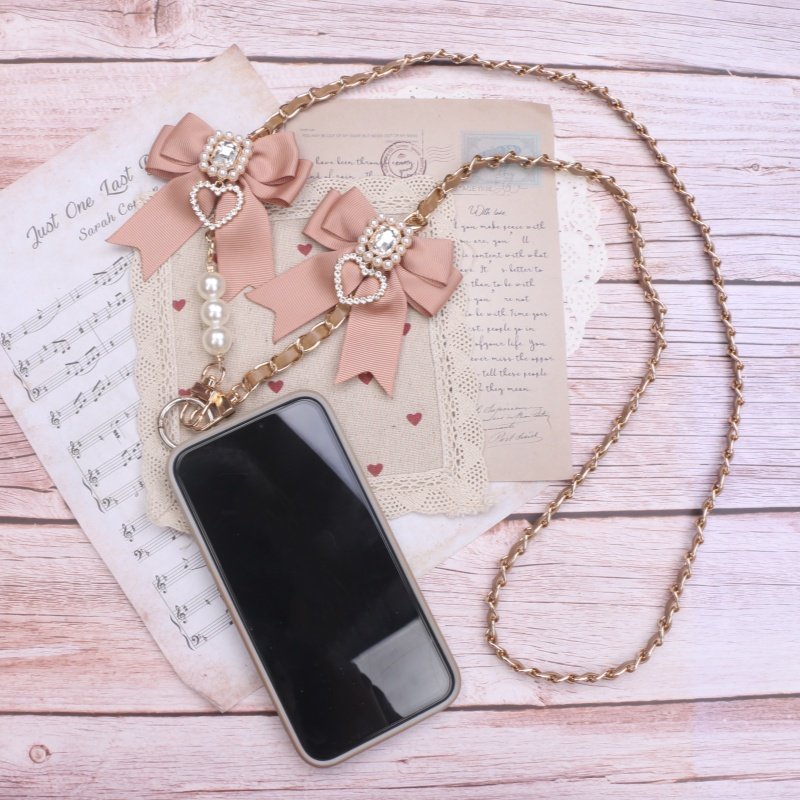 Phone Accessories Wholesale In China - สายคล้องกระเป๋า Jirai Kei Y2K แบบโบว์ประดับเพชร รูปหัวใจ