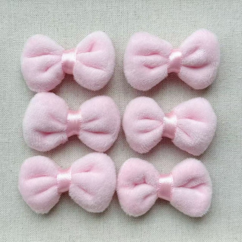 Phone Accessories Wholesale In China - 10 ชิ้น โบว์ผ้ากำมะหยี่สีชมพู อุปกรณ์ตกแต่งกระเป๋าหนังกลับ DIY อุปกรณ์ตกแต่งเคสมือถือ