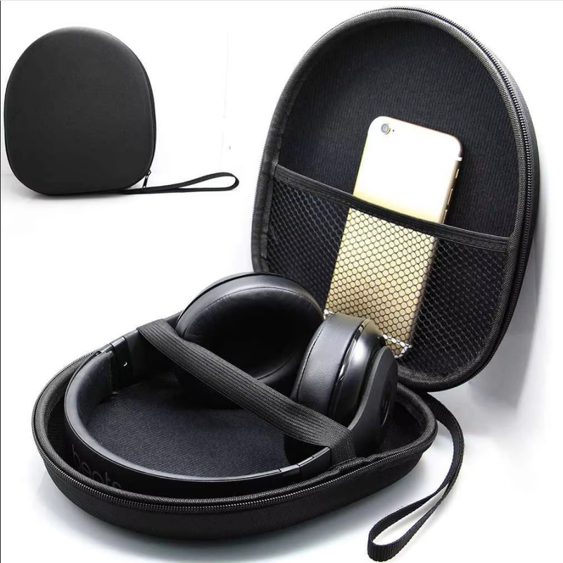 Phone Accessories Company - กระเป๋าใส่หูฟังกันกระแทก กระเป๋าใส่หูฟังแบบพกพา ความจุสูง อุปกรณ์เดินทางสำหรับบริษัท สีดำ