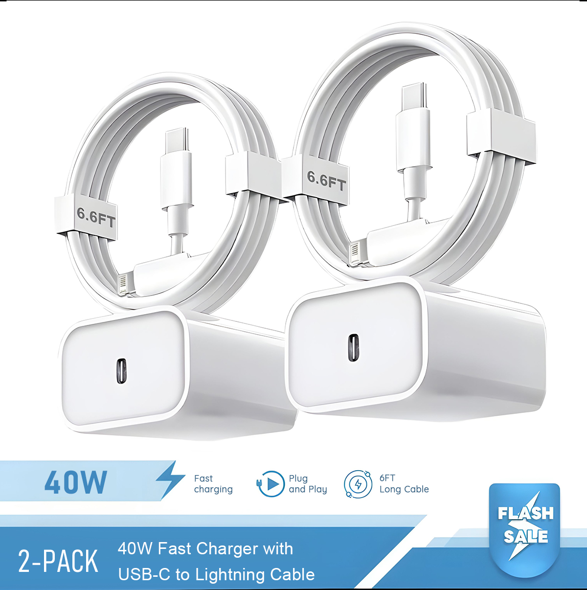 Phone Accessories Nothing - 2-4 ชุด 40W ชาร์จเร็วสำหรับไอโฟน 14 13