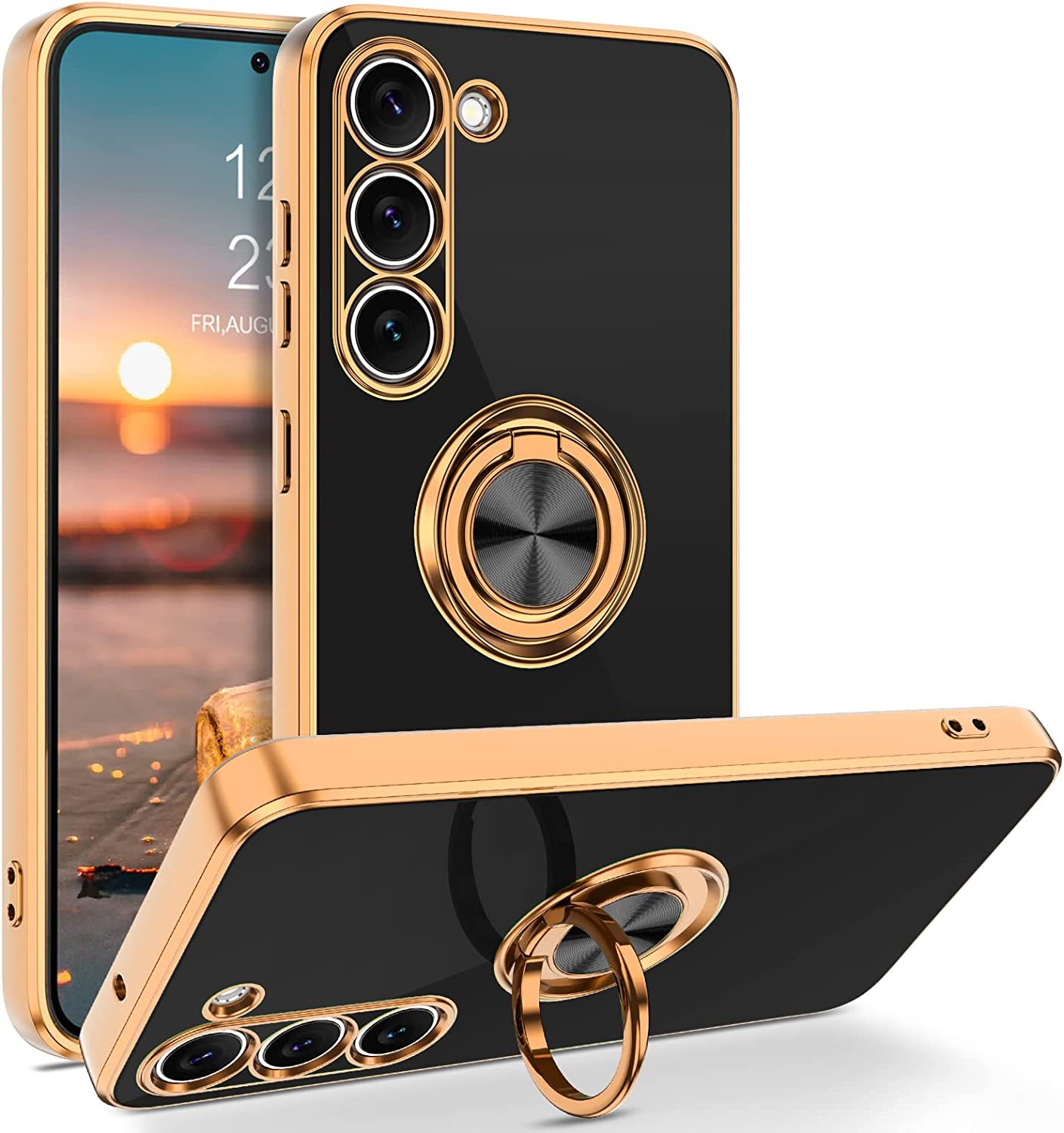 Phone Accessories Case - Luxury Plating Magnetic 360°Ring Holder Phone